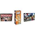 Hasbro Spellenbundel - Bordspellen - 3 Stuks - Monopoly Valsspelerseditie & Jenga & Cluedo