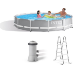 Intex Opzetzwembad Met Filterpomp En Ladder Prism Frame Ø366 X 99 Cm - Grijs