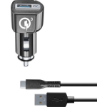 Cellularline Car Charger Kit 18W USB-C Qualcomm - Zwart