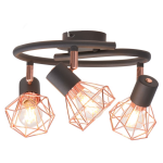 vidaXL Plafondlamp met 3 spotlights E14 en koperkleurig - Negro