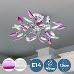 vidaXL Plafondlamp witte ene acryl kristal bladeren 3xE14 - Púrpura
