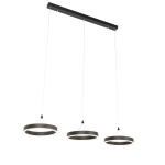 QAZQA Hanglamp langwerpig incl. LED 3-staps dimbaar 3-lichts - Lyani - Zwart