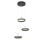 QAZQA Hanglamp rond incl. LED 3-staps dimbaar 3-lichts - Lyani - Zwart