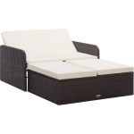 Vidaxl 2-delige Loungeset Met Kussens Poly Rattan - Bruin