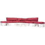 Vidaxl 6-delige Loungeset Pallet Met Rode Kussens Hout - Rood