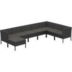 Vidaxl 8-delige Loungeset Met Kussens Poly Rattan - Zwart