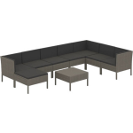 Vidaxl 9-delige Loungeset Met Kussens Poly Rattan - Grijs