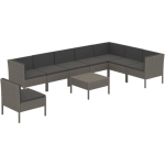 Vidaxl 9-delige Loungeset Met Kussens Poly Rattan - Gris