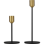 Quvio Kaarsenstandaard - Set Van 2 (Klein En Groot) - Metaal - Zwart En - Goud