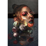 Ter Halle® Glasschilderij 80 X 120 Cm Gezicht Vrouw Met Bloemen - Zwart