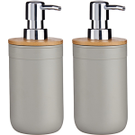 2x Stuks Zeeppompjes/zeepdispensers Kunststof - Licht - 350 Ml - Zeeppompjes - Grijs