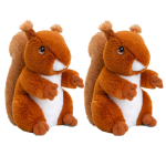 Keel Toys 2x Stuks Pluche Knuffel Dier Rode Eekhoorn 18 Cm - Knuffel Bosdieren