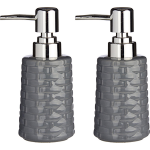 2x Stuks Zeeppompjes/dispensers Van Keramiek/zilver - 350 Ml - Zeeppompjes - Grijs