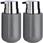 2x Stuks Zeeppompjes/dispensers Van Keramiek/zilver - 350 Ml - Zeeppompjes - Grijs