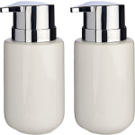 2x Stuks Zeeppompjes/dispensers Van Keramiek - Wit/zilver - 350 Ml - Zeeppompjes