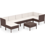 Vidaxl 8-delige Loungeset Met Kussens Poly Rattan - Bruin