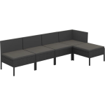 Vidaxl 5-delige Loungeset Met Kussens Poly Rattan - Zwart