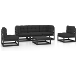 Vidaxl 6-delige Loungeset Met Kussens Massief Grenenhout - Negro