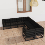 Vidaxl 8-delige Loungeset Met Kussens Massief Grenenhout - Negro