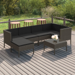 Vidaxl 7-delige Loungeset Met Kussens Poly Rattan - Grijs