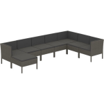 Vidaxl 8-delige Loungeset Met Kussens Poly Rattan - Grijs