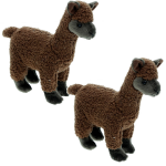 Set Van 2x Stuks Pluche Knuffel Dierene Alpaca Van 20 Cm - Knuffeldier - Bruin