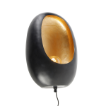 QAZQA Design wandlamp met gouden binnenkant 46 cm - Cova - Zwart