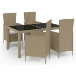 Vidaxl 5-delige Tuinset Met Kussens Poly Rattan - Beige