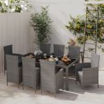 Vidaxl 9-delige Tuinset Met Kussens Poly Rattan - Grijs