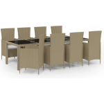 Vidaxl 11-delige Tuinset Met Kussens Poly Rattan - Beige