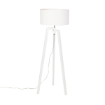 QAZQA Vloerlamp tripod wit hout met witte kap 50 cm - Puros