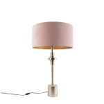 QAZQA Art Deco tafellamp goud velours kap 50 cm - Diverso - Roze