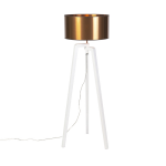 QAZQA Design vloerlamp wit met kap koper 50 cm - Puros