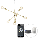 QAZQA Smart hanglamp mat messing 6-lichts incl. Wifi G95 - Sydney