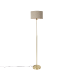 QAZQA Vloerlamp verstelbaar goud met boucle kap taupe 35 cm - Parte