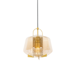 QAZQA Art deco hanglamp goud met amber glas 30 cm - Kevin