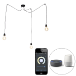 QAZQA Smart hanglamp 3-lichts incl. Wifi G95 - Cava - Zwart