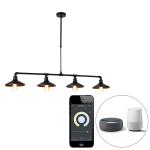 QAZQA Smart hanglamp 4-lichts incl. Wifi ST64 - Laser - Zwart