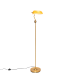 QAZQA Klassieke notaris vloerlamp brons met amber glas - Banker - Geel