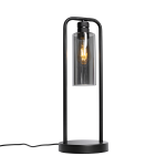 QAZQA Moderne tafellamp met smoke glas - Stavelot - Zwart