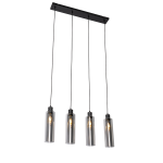 QAZQA Moderne hanglamp met smoke glas 4-lichts - Stavelot - Zwart