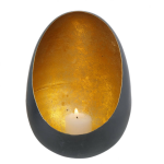 Casa Di Elturo Kandelaar Golden Egg - Zwart/goud - Large - Ø 14 X H 20 Cm