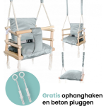 Luxe Houten 3 In 1 Licht Grijze Meegroei Baby Schommel En Kinder Schommel - Grijs