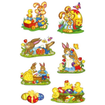 56x Paashazen/konijnen Stickers Met Glitters - Stickers