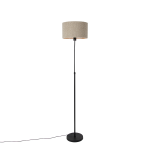 QAZQA Vloerlamp verstelbaar met boucle kap taupe 35 cm - Parte - Zwart