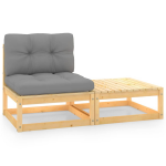 Vidaxl 2-delige Loungeset Met Kussens Massief Grenenhout - Grijs