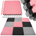 Speelmat Speelmat Foam Puzzelmat 9 Puzzelstukken Roze/zwart/grijs