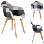 4Goodz Malmo 2 Stuks Patchwork Eetkamerstoelen Armleuning - Grijs