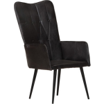 Vidaxl Fauteuil Echt Leer - Zwart