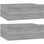 Vidaxl Nachtkastjes 2 St Zwevend 40x30x15 Cm Bewerkt Hout Sonoma - Gris